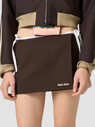 Miu Miu Women's Kid Mohair Mini Skirt - Brown - Size 0 | Thumbnail 3