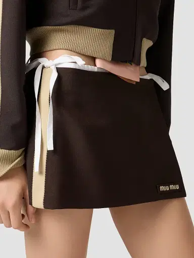 Miu Miu Women's Kid Mohair Mini Skirt - Brown - Size 0 | Thumbnail 5