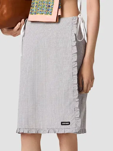 Miu Miu Women's Ruched Check Skirt - White | Thumbnail 2