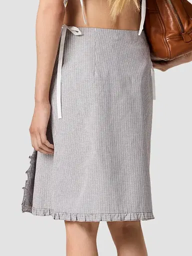 Miu Miu Women's Ruched Check Skirt - White | Thumbnail 4