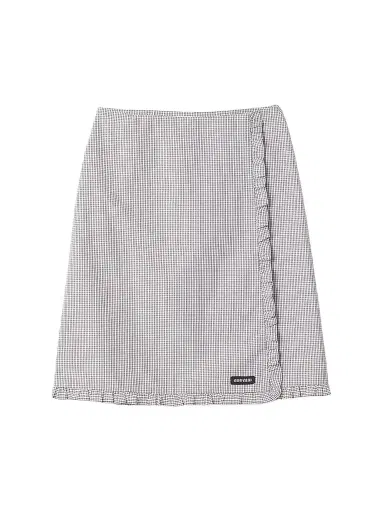 Miu Miu Women's Ruched Check Skirt - White | Thumbnail 1