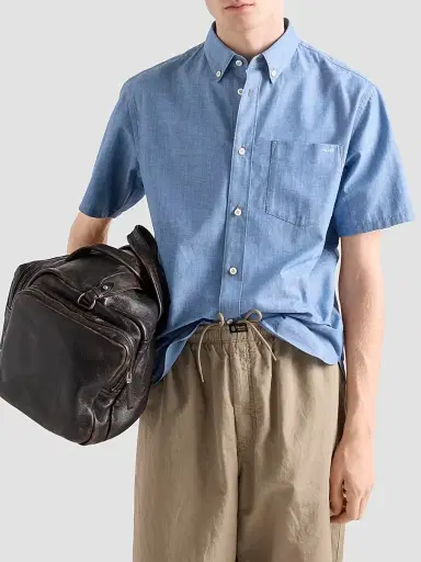 Prada Men's Short-Sleeved Chambray Shirt | Thumbnail 3 Prada Men's Short-Sleeved Chambray Shirt | Thumbnail 3
