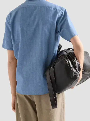 Prada Men's Short-Sleeved Chambray Shirt | Thumbnail 4 Prada Men's Short-Sleeved Chambray Shirt | Thumbnail 4