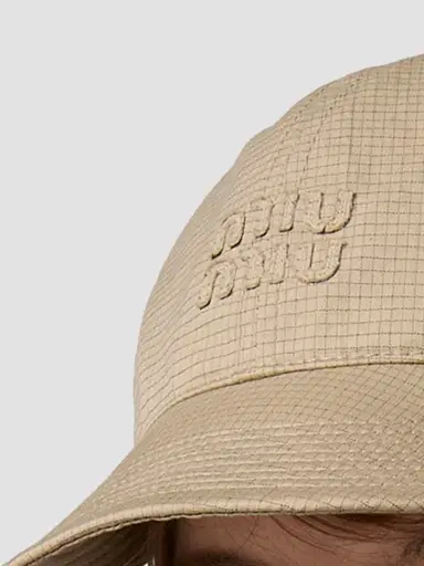 Miu Miu Women's Cotton Baseball Cap - Beige Khaki | Thumbnail 4