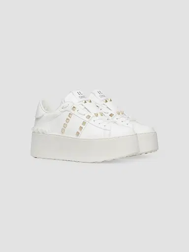 Valentino Garavani Women's Flatform Rockstud Untitled Sneakers In Calfskin | Thumbnail 2 Valentino Garavani Women's Flatform Rockstud Untitled Sneakers In Calfskin | Thumbnail 2