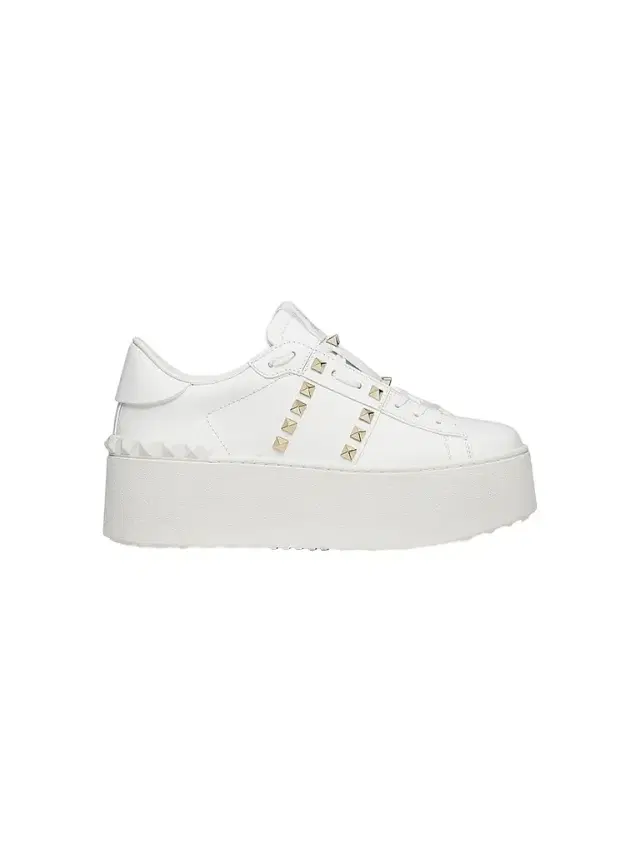 Valentino Garavani Women's Flatform Rockstud Untitled Sneakers In Calfskin - White