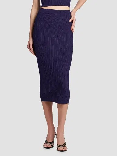 Versace Women's La Vacanza Mesh Rib-Knit Midi-Skirt - Purple - Size 12 | Thumbnail 3 Versace Women's La Vacanza Mesh Rib-Knit Midi-Skirt - Purple - Size 12 | Thumbnail 3