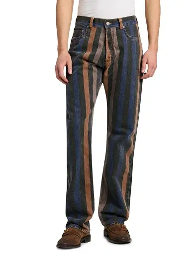 Versace Men's Striped Cotton Straight-Leg Jeans - Size 38 | Thumbnail 3