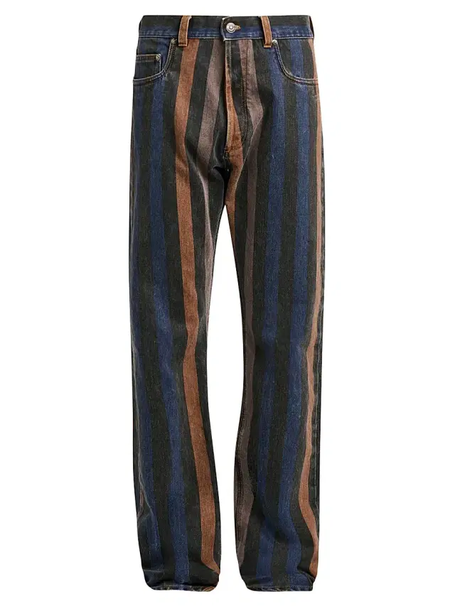 Men's Striped Cotton Straight-Leg Jeans