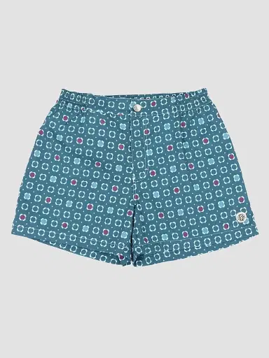 Stefano Ricci Men's Beach Shorts with Button and Zipper - Teal Blue | Thumbnail 2 Stefano Ricci Men's Beach Shorts with Button and Zipper - Teal Blue | Thumbnail 2