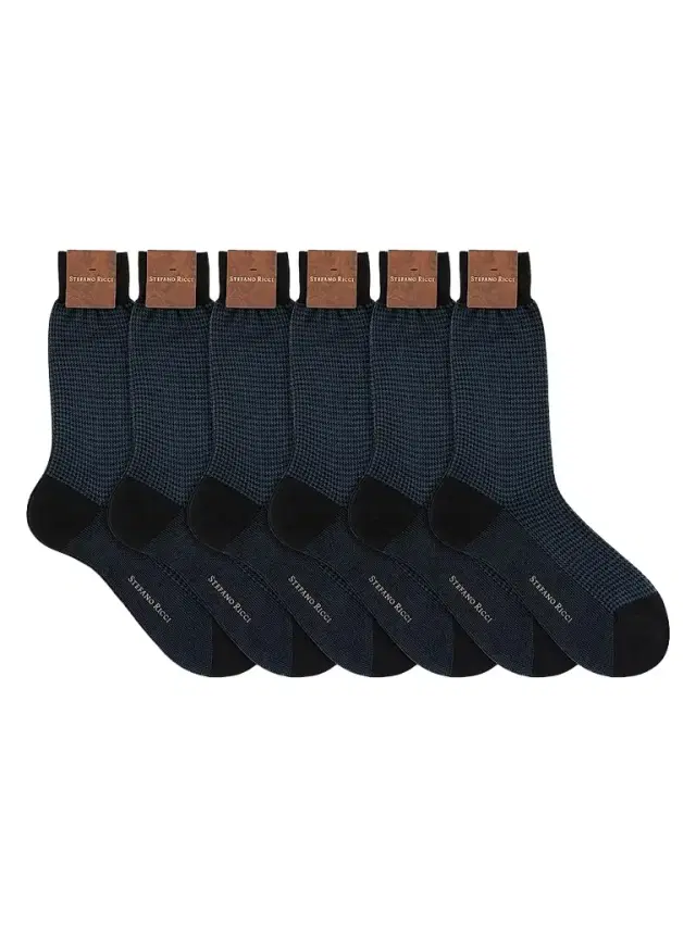 Stefano Ricci Men's 6-Pack Cotton Socks - Blue