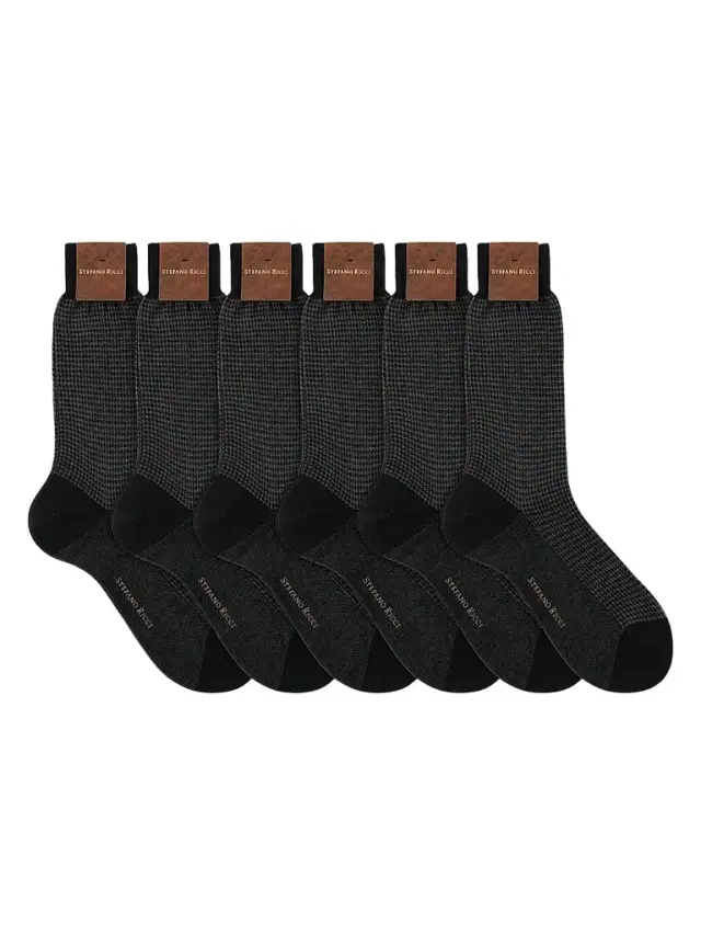 Stefano Ricci Men's 6-Pack Cotton Socks - Grey