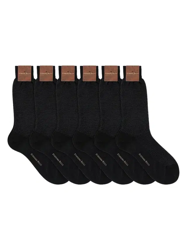 Stefano Ricci Men's 6-Pack Cotton Socks - Black