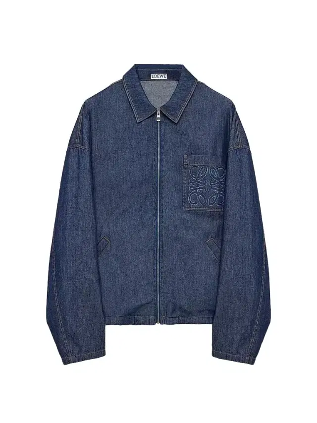LOEWE Men's Anagram Pocket Zip-Front Denim Jacket - Denim Blue