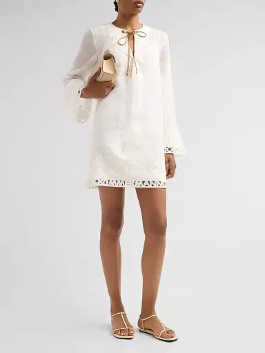 Zimmermann Women's Indra Embroidered Tunic Mini Dress | Thumbnail 4 Zimmermann Women's Indra Embroidered Tunic Mini Dress | Thumbnail 4