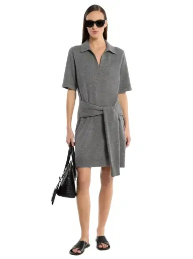 Michael Kors Collection Cashmere Tie-Front Polo Dress in | Thumbnail 1 Michael Kors Collection Cashmere Tie-Front Polo Dress in | Thumbnail 1
