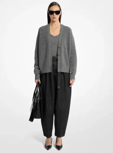 Michael Kors Collection Ribbed Cashmere Cardigan | Thumbnail 3