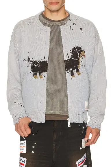 Maison MIHARA YASUHIRO Dog Jacquard Knit Cardigan | Thumbnail 1 Maison MIHARA YASUHIRO Dog Jacquard Knit Cardigan | Thumbnail 1
