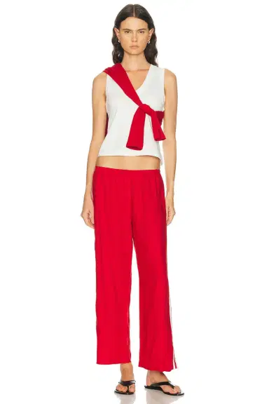 DONNI. The Linen Crop Racer Stripe Pant | Thumbnail 6 DONNI. The Linen Crop Racer Stripe Pant | Thumbnail 6