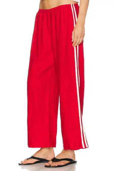 DONNI. The Linen Crop Racer Stripe Pant | Thumbnail 1 DONNI. The Linen Crop Racer Stripe Pant | Thumbnail 1