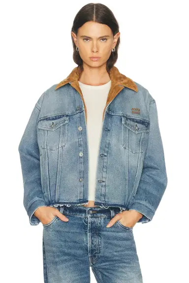 Miu Miu Denim Pelle Jacket | Thumbnail 1 Miu Miu Denim Pelle Jacket | Thumbnail 1