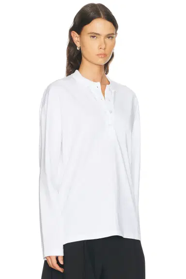 Sprwmn Long Sleeve Oversized Polo Tee | Thumbnail 2 Sprwmn Long Sleeve Oversized Polo Tee | Thumbnail 2