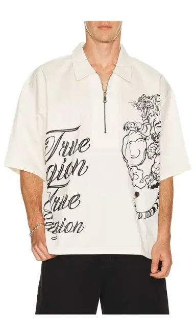 True Religion Half Zip Tiger Short Sleeve Shirt | Thumbnail 1