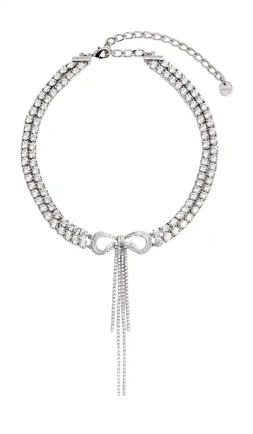 self-portrait Double Crystal Bow Choker