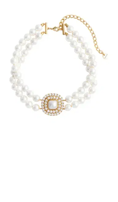 Self-Portrait Gold Crystal Pearl Choker | Thumbnail 1