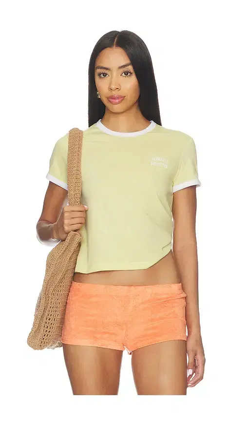 Favorite Daughter The Cropped Favorite Daughter Ringer Tee
