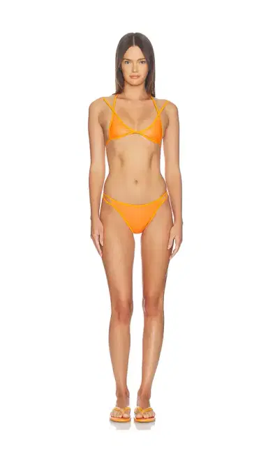 naranja furcado Latex Splash Matte Bent Bikini Set | Thumbnail 1