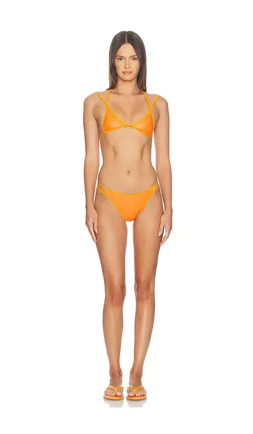 naranja furcado Latex Splash Matte Bent Bikini Set