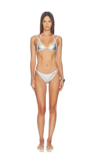 naranja furcado Latex Splash Matte Bent Bikini Set | Thumbnail 1