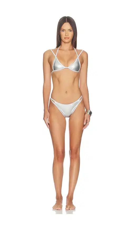 naranja furcado Latex Splash Matte Bent Bikini Set