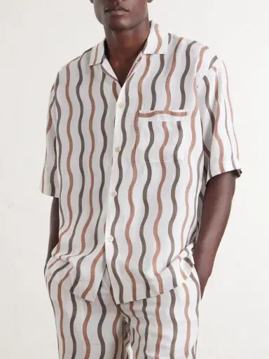Frescobol Carioca La Marzocco Striped Tencel® and Linen-Blend Pyjama Shirt - Men | Thumbnail 3 Frescobol Carioca La Marzocco Striped Tencel® and Linen-Blend Pyjama Shirt - Men | Thumbnail 3