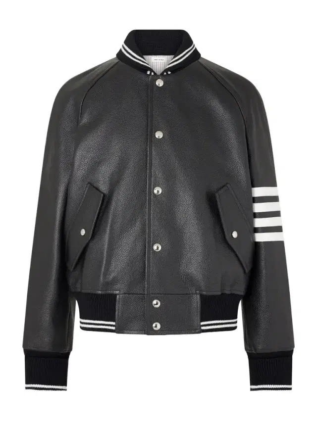 Thom Browne Oversized Striped Leather Bomber Jacket - Men
