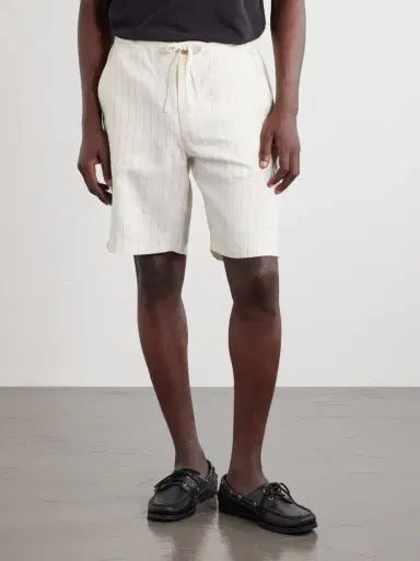 Frescobol Carioca Straight-Leg Striped Linen and Cotton-Blend Drawstring Shorts - Men | Thumbnail 3