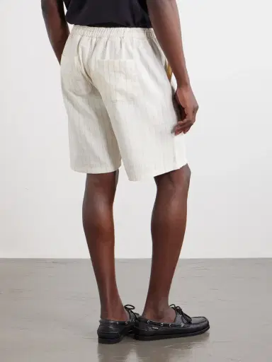 Frescobol Carioca Straight-Leg Striped Linen and Cotton-Blend Drawstring Shorts - Men | Thumbnail 4