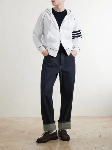 Thom Browne Striped Cotton-Jersey Zip-Up Hoodie - Men | Thumbnail 2