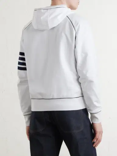 Thom Browne Striped Cotton-Jersey Zip-Up Hoodie - Men | Thumbnail 4