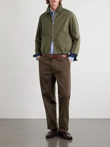 Drake's Straight-Leg Peached Cotton-Twill Trousers - Men | Thumbnail 2
