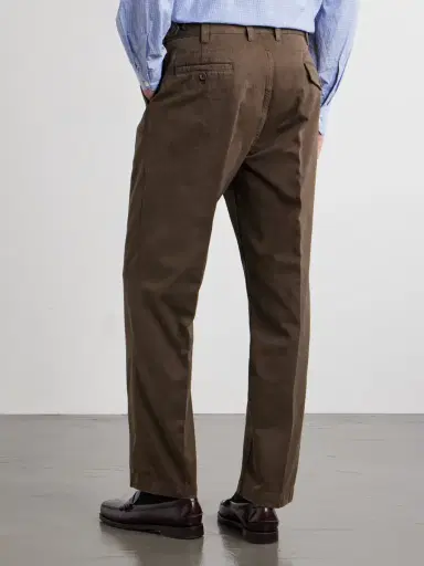 Drake's Straight-Leg Peached Cotton-Twill Trousers - Men | Thumbnail 4