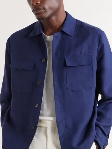 ELEVENTY Lyocell and Linen-Blend Shirt - Men | Thumbnail 5