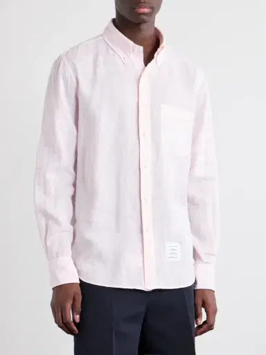 Thom Browne Button-Down Collar Garment-Dyed Linen Shirt - Men | Thumbnail 3