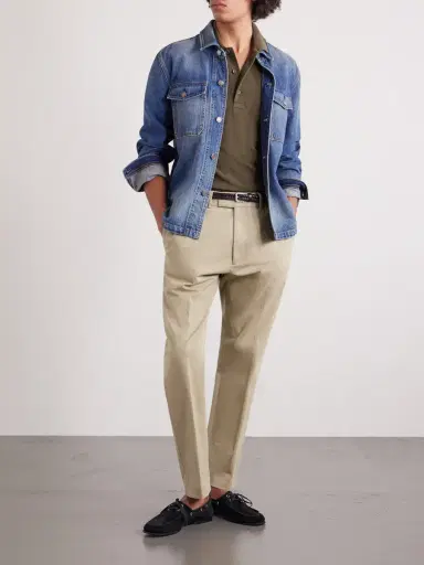 Tom Ford Tapered Cotton-Blend Twill Trousers - Men | Thumbnail 2 Tom Ford Tapered Cotton-Blend Twill Trousers - Men | Thumbnail 2