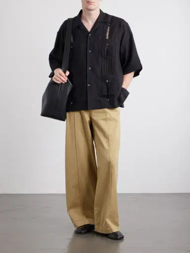 KAPITAL Camp-Collar Pleated Linen Shirt - Men | Thumbnail 2