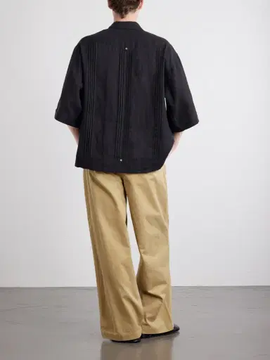 KAPITAL Camp-Collar Pleated Linen Shirt - Men | Thumbnail 4