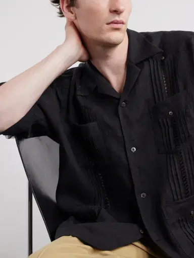 KAPITAL Camp-Collar Pleated Linen Shirt - Men | Thumbnail 5