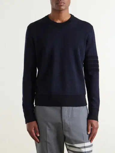 Thom Browne Milano Stitch Wool, Linen and Cotton-Blend Sweater - Men | Thumbnail 3 Thom Browne Milano Stitch Wool, Linen and Cotton-Blend Sweater - Men | Thumbnail 3