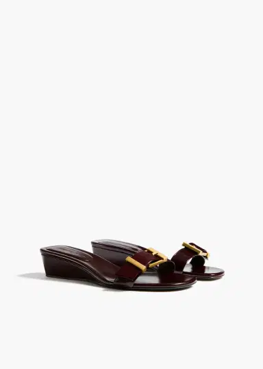 Khaite Manhattan Sandal In Bordeaux Glazed Leather | Thumbnail 2 Khaite Manhattan Sandal In Bordeaux Glazed Leather | Thumbnail 2